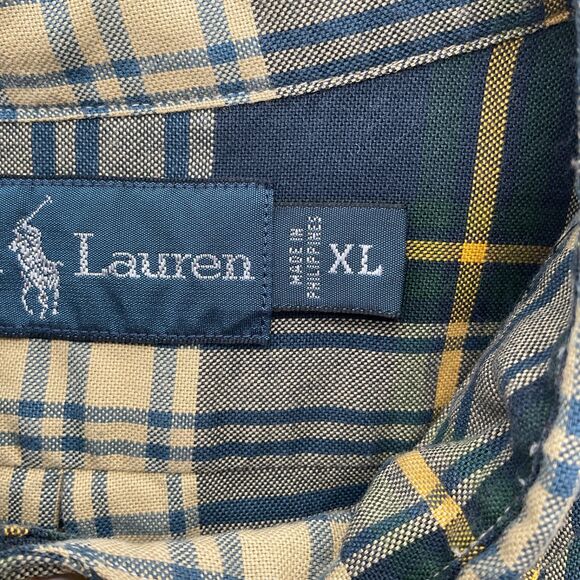 Ralph Lauren Men's Plaid Long Sleeve Shirt Button Down XL Yellow/Dk Green - Picture 4 of 13
